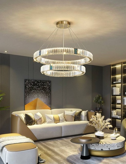 Люстра подвесная CAGDAS 100*150 бронза, кристалл, металл, LED.