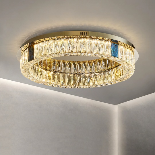 Потолочный светильник, золото, хрусталь, AMELLI 40*13 металл, LED.