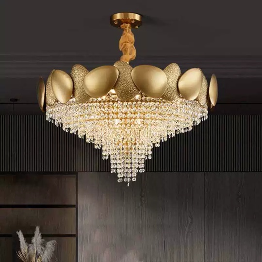 Люстра подвесная золотая Elyvron, металл, 50 см, 80*45 см, Е14