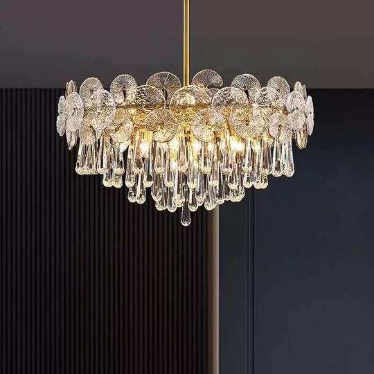 Люстра подвесная, бронза, кристалл, OSCAR 65*42 металл, E14.