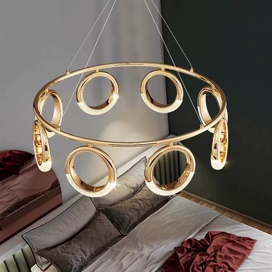 Светильник подвесной золотой Elmara, металл, трос 100 см, 100*26 см, LED