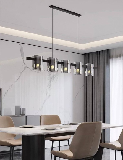 Люстра подвесная, черный, стекло, SUSURRUS 100*17, металл, G9.