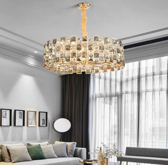 Люстра подвесная, золото, хрусталь, SKY 62*22 металл, E14.