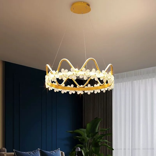 Люстра подвесная, золото, хрусталь, NOAH 40*20, металл, LED