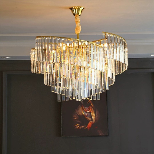 Люстра подвесная, золото, кристалл, HISA 60*45, металл, E14.