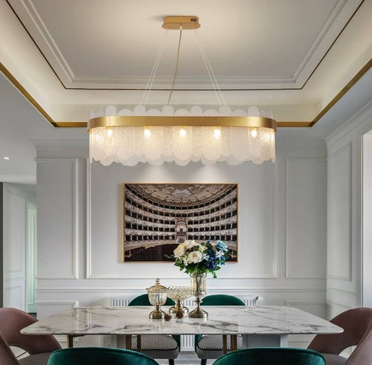 Люстра подвесная, медь, песочно-белый, стекло, GUZEL 80*27, металл, G9.