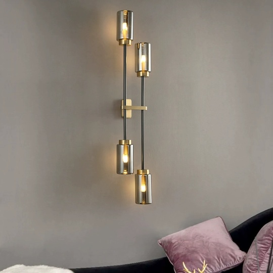 Настенный светильник BASTONI, Бра, 16*79 медный, черный, медь, стекло, G9.