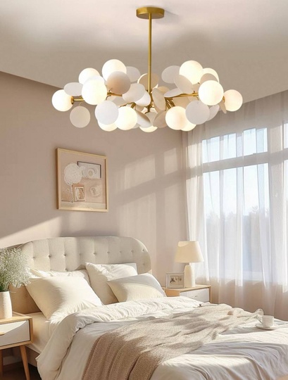 Люстра подвесная, золотисто-песочный, ПММА, CHUCK 90*30, металл, G9