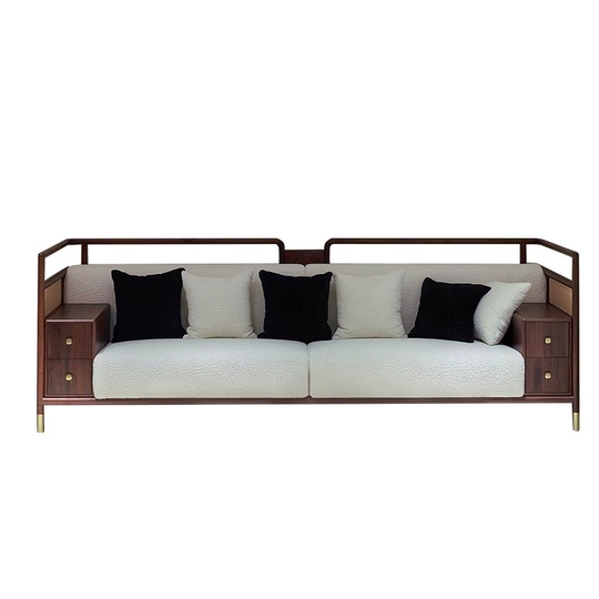 Прямой диван Amanda темный орех, ткань, 250*85*90 см