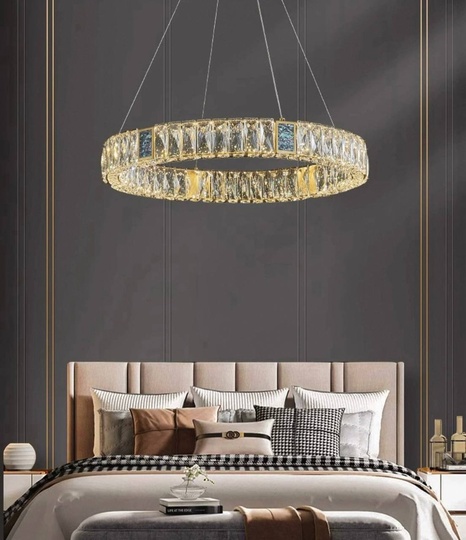 Люстра подвесная CEREN 100*150 золотой, хрусталь, металл, LED.