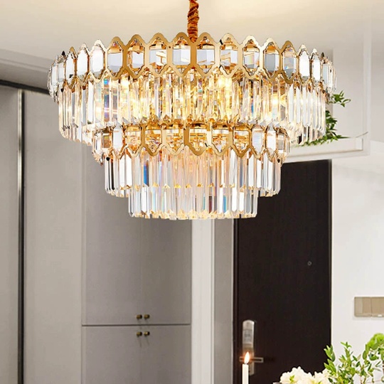 Люстра подвесная, золото, хрусталь, SHARYL 80*38, металл, E14.