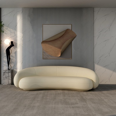 Прямой диван белый Galanti. Ткань из овечьего флиса с деревом, нераскладной, 240х118х68