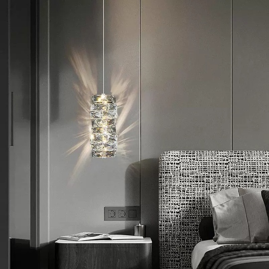 Люстра подвесная, хром, хрусталь, DAISY 12*46 металл, LED.