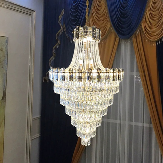 Люстра подвесная, золото, кристалл, LARK 180*300 металл, E14.