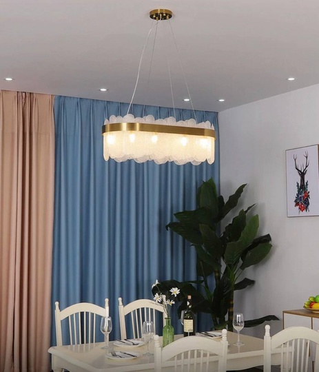 Люстра подвесная, медь, песочно-белый, стекло, GUZEL 80*27, металл, G9.