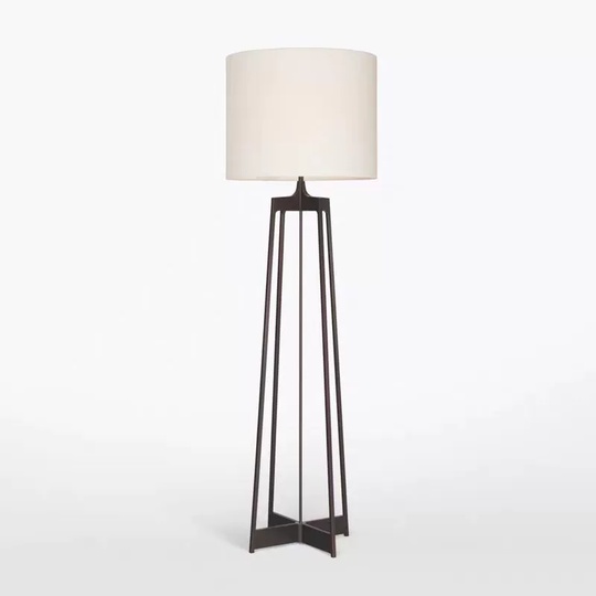 Торшер, черный, белый, Zenare 165*50, светодиодный, Е27, металл, ткань