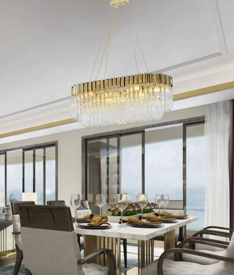 Люстра подвесная, золотой, стекло, AYKUT 120*35, металл, E14.