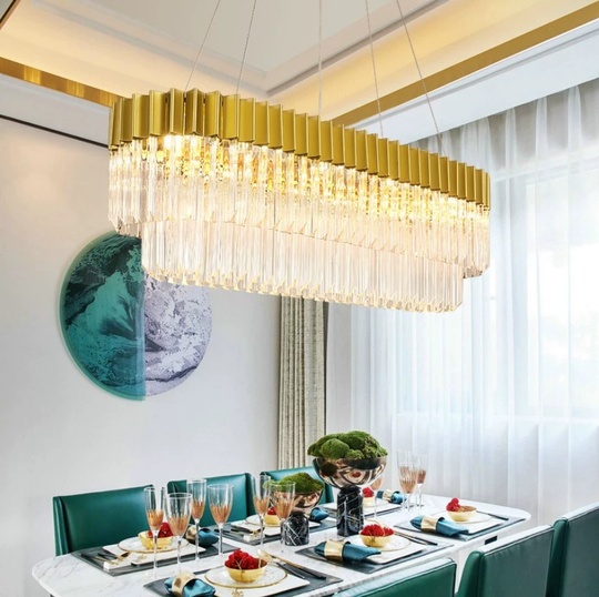 Люстра подвесная, золотой, стекло, AYKUT 120*35, металл, E14.