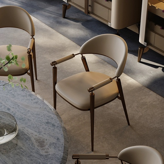 Стул обеденный для кухни, 50*78*56 см, кожа, молочный, итальянский