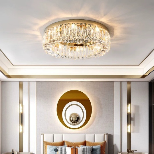 Потолочный светильник, золото, кристалл, ABIGAIL 60*15 металл, E14.