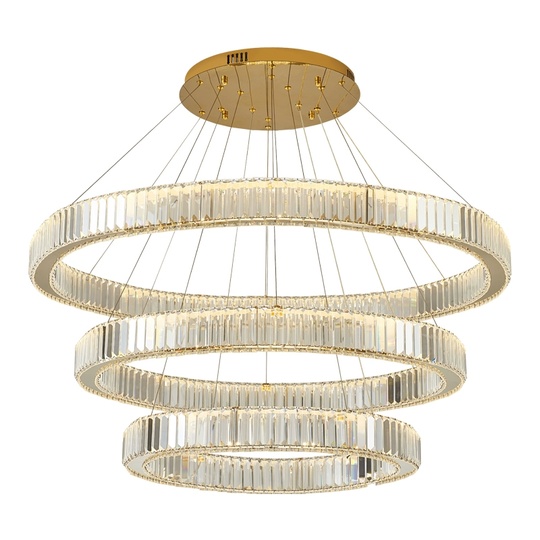 Люстра подвесная CALISKAN 100*150 золотой, хрусталь, металл, LED.