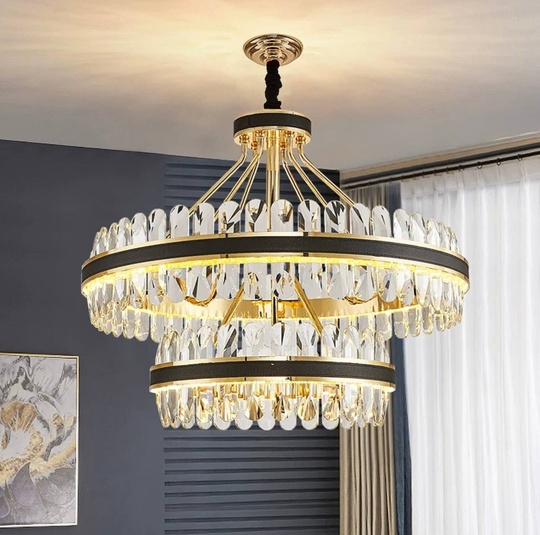 Люстра подвесная BIHTER 80*45 золото, кристалл, металл, LED.