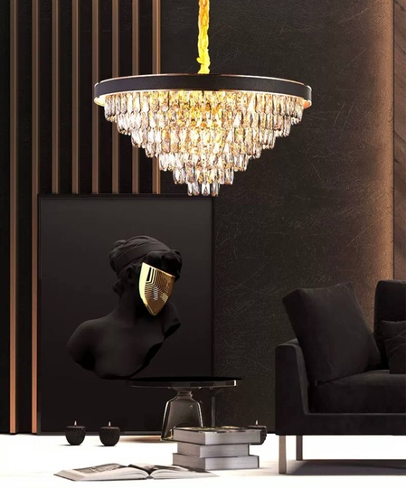 Люстра подвесная ALA 50*30 золото, кристалл, металл, Е14.