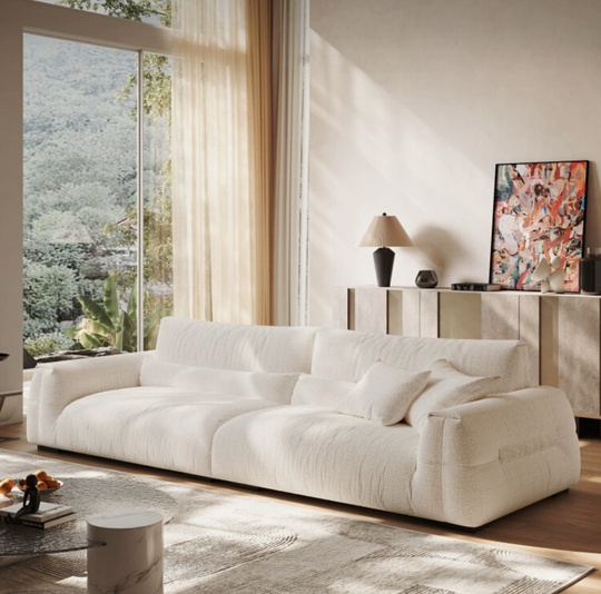 Диван прямой бежевый, итальянский стиль, ткань, 240*110*73 см, не раскладной