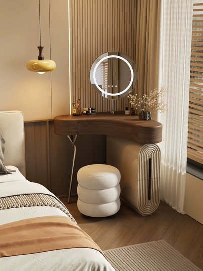 Туалетный столик с зеркалом, ореховый, 70*75,5*70 см, дерево, 1 ящик