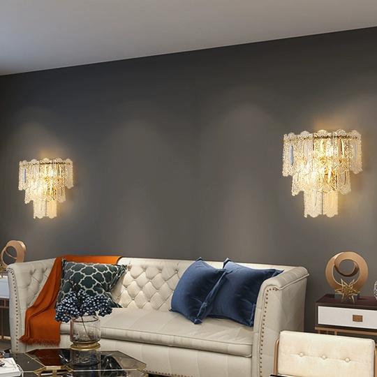 Настенный светильник, БРА WELTER 30*38, медный, прозрачный, стекло, металл, Е14.