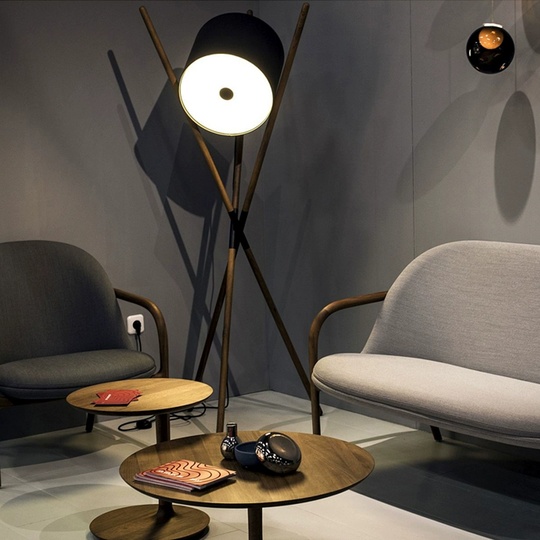 Торшер, черный, Bender 58*173, LED, дерево, искусственная кожа, ПММА