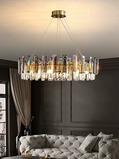 Люстра подвесная ANAR 60*26 золото, кристалл, металл, Е14.