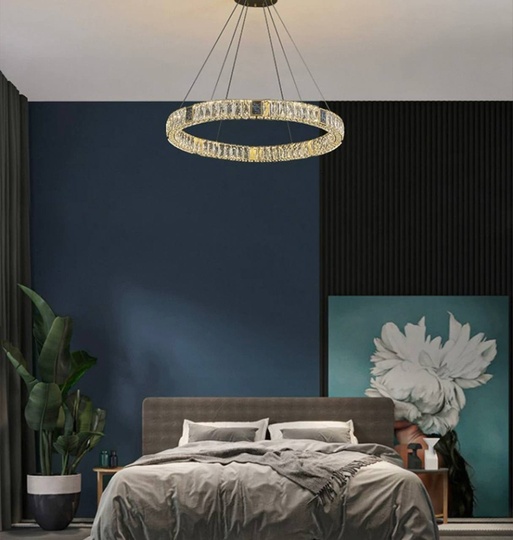 Люстра подвесная CEREN 100*150 золотой, хрусталь, металл, LED.