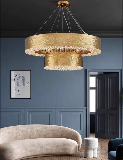 Светильник подвесной золотой Orriva, металл, трос 65 см, 100*45 см, Е14