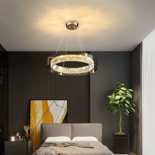 Люстра подвесная, хром, хрусталь, BELLA 60*9 металл, LED.