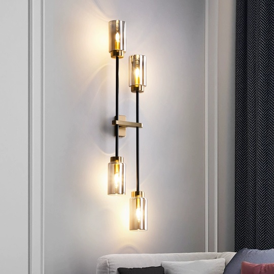 Настенный светильник BASTONI, Бра, 16*79 медный, черный, медь, стекло, G9.