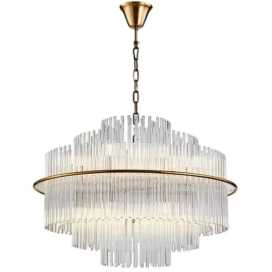 Люстра подвесная бронза Ovitra, металл, стекло, трос 50 см, 100*62 см, G4