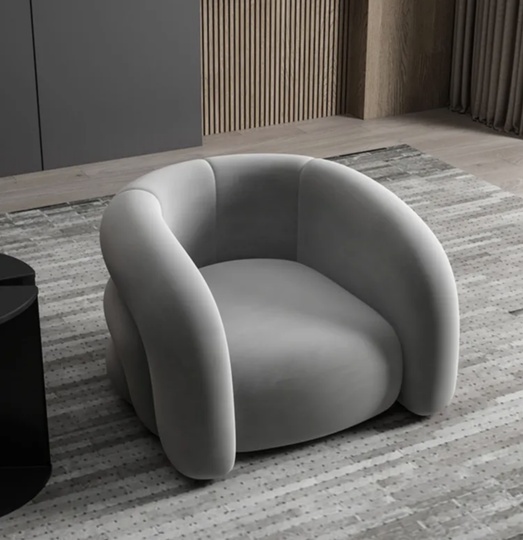 Кресло темно серое мягкое из ворсовой ткани, 88х84х70 см