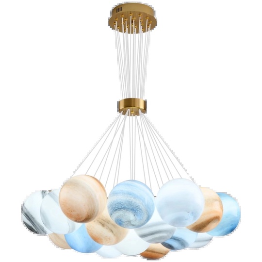 Подвесной светильник Planet, 75 см, 19 плафонов, разноцветный