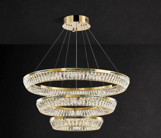 Люстра подвесная CANAN 40*180 золотой, хрусталь, металл, LED.