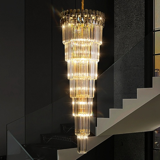 Люстра подвесная, золото, кристалл, LIPTON 100*600 металл, E14.