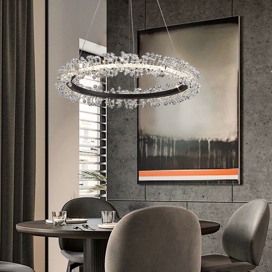 Люстра подвесная, черный, кристалл, WISE 100*120, металл, LED.