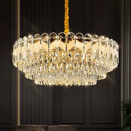 Люстра подвесная BIRCE 95*28 золото, кристалл, металл, E14.