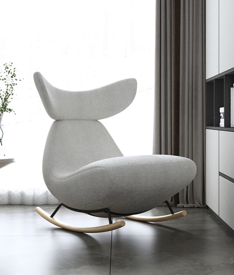 Кресло-качалка белое IMOLA из ворсовой ткани