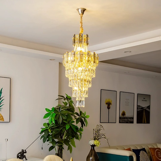 Люстра подвесная, золото, кристалл, LARK 50*90 металл, E14.