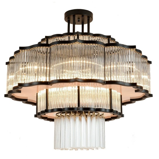 Люстра подвесная, черный, стекло, AYCAN 80*60, металл, E14.