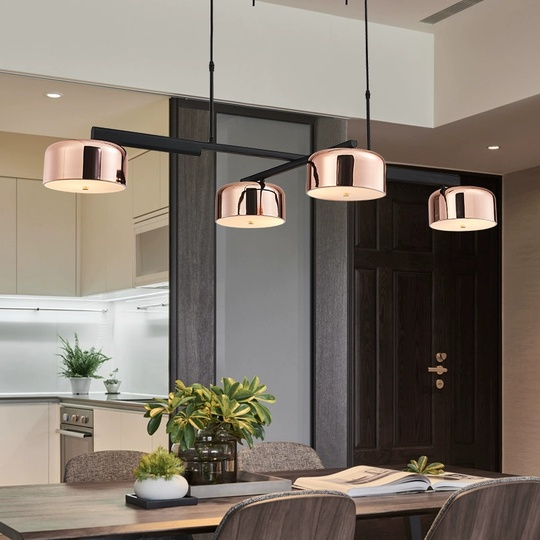 Люстра черная Zyntravo, металл, ПММА розовое золото, 139*10 см, Е27