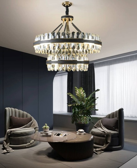 Люстра подвесная BIHTER 50*40 золото, кристалл, металл, LED.