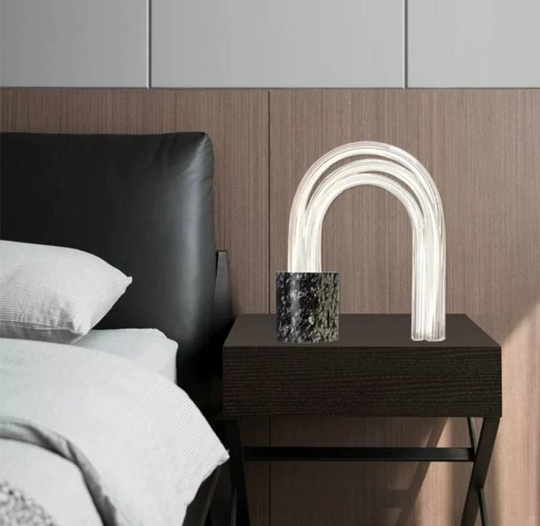 Настольная лампа RAINBOW 34*39, черный, мрамор, стекло