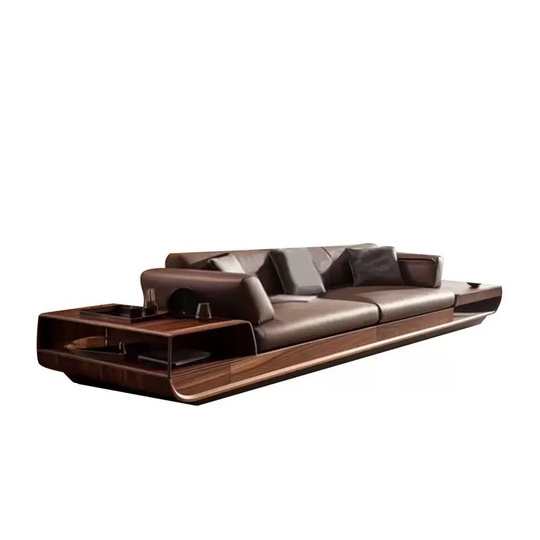 Прямой диван Hill темный орех, кожа, 240*85*72 см